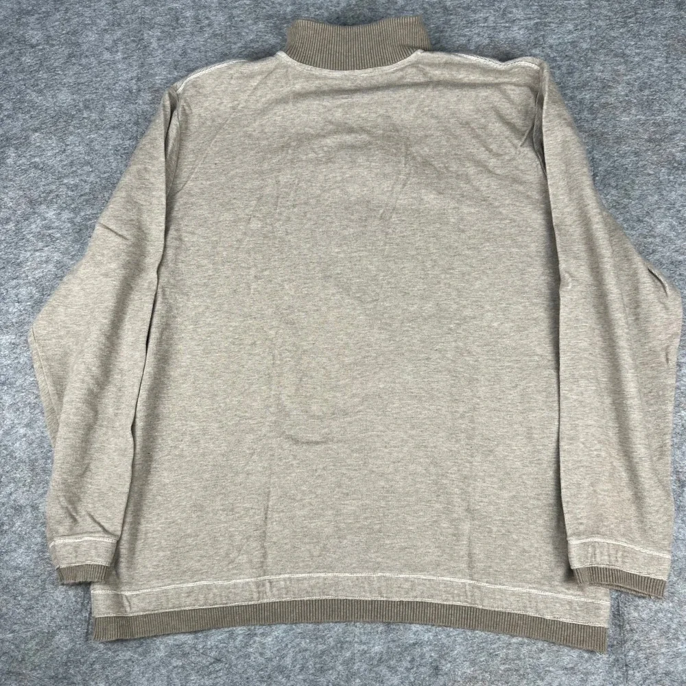 Banana Republic Mens XXL‎ Quarter Zip Pullover Tan Cotton Marl Knit Sweater Mock